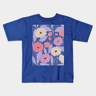 Dahlia garden in blue Kids T-Shirt